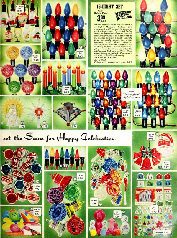 See some colorful vintage Christmas lights, and how trees & towns used