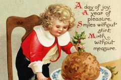 Christmas plum pudding vintage postcard-002