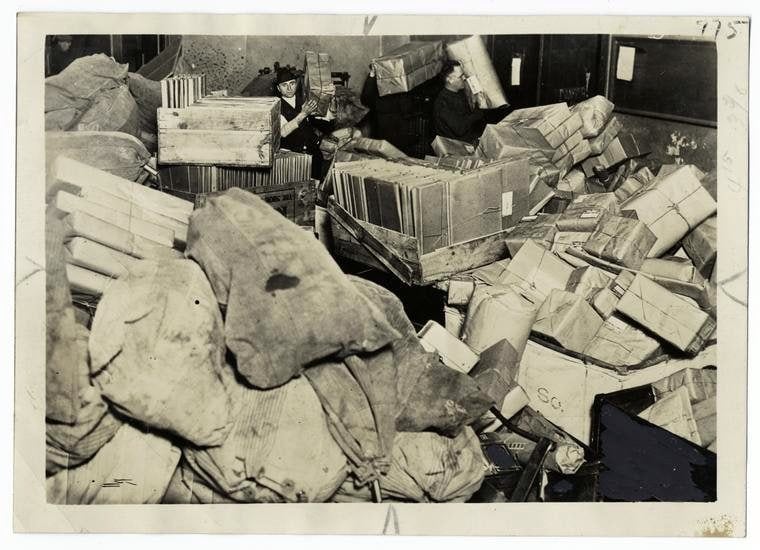 Christmas rush at the Boston post office