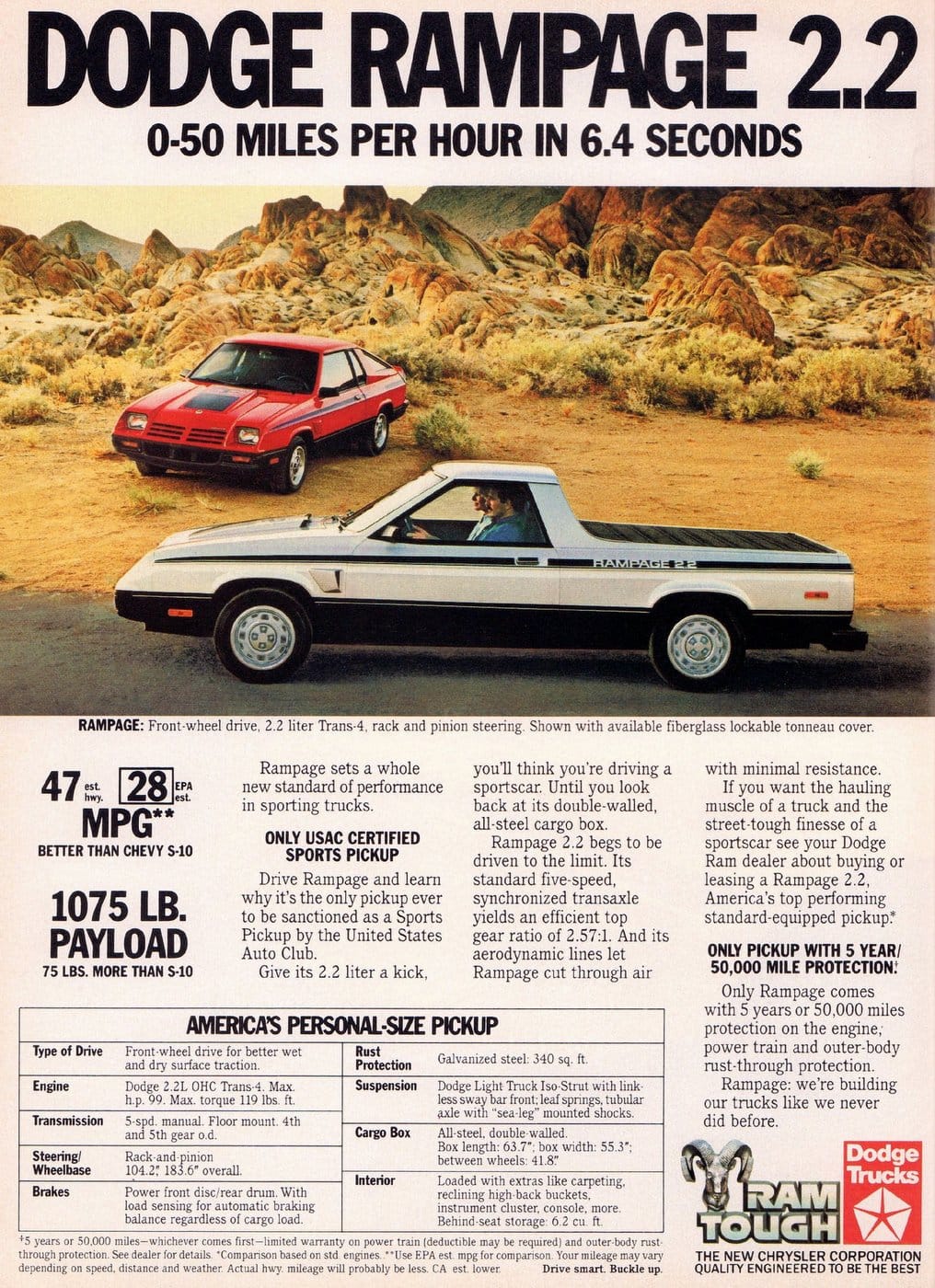 Check out the classic Dodge Rampage pickup trucks that were made from