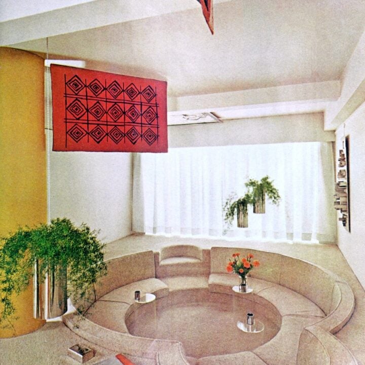 Circular sunken living room conversation pit (1968)