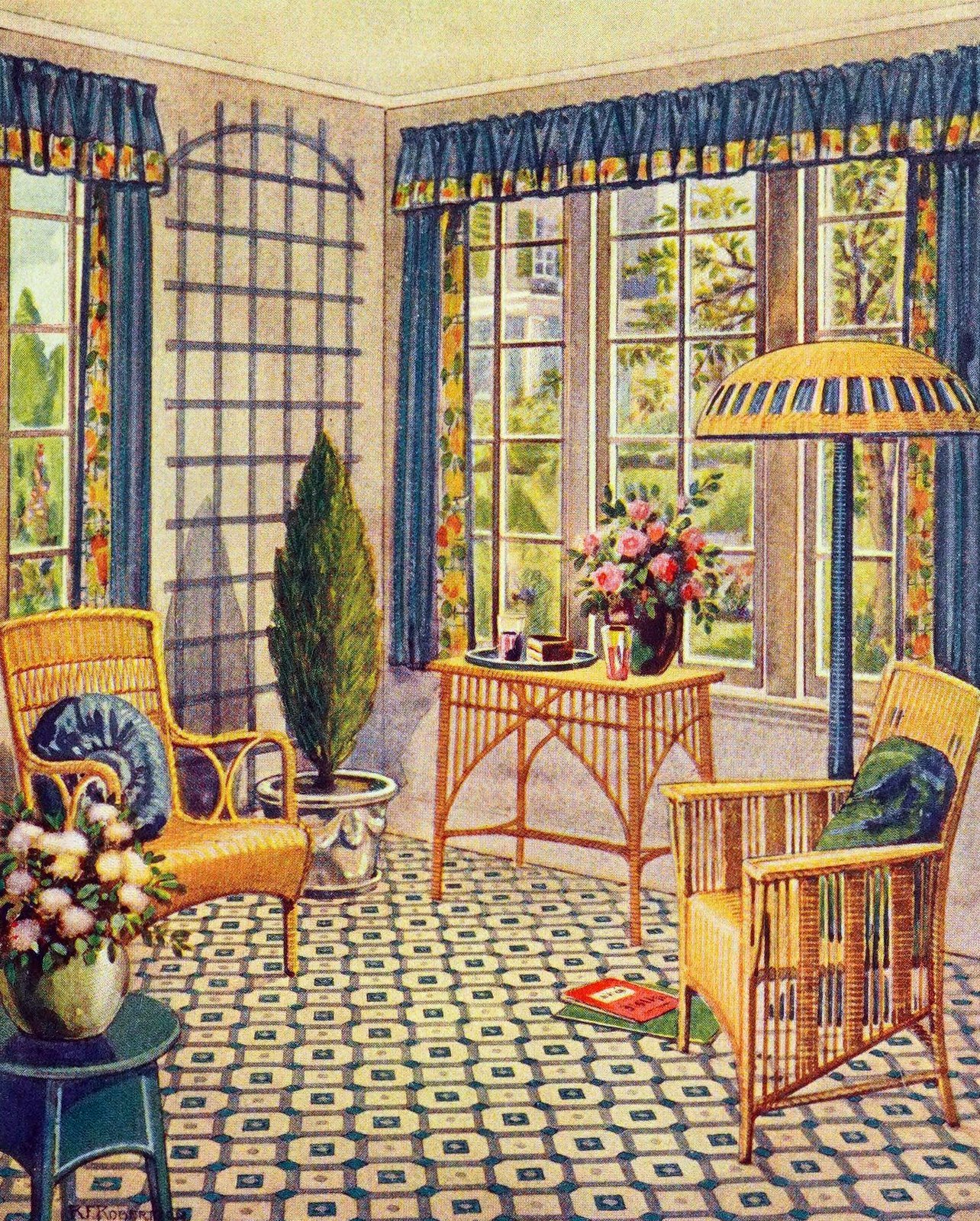 1920s home decor: See beautiful vintage American decorating trends from 100 years ago 2 Classic 1920s home decor - 1922 flooring styles (1) via ClickAmericana com
