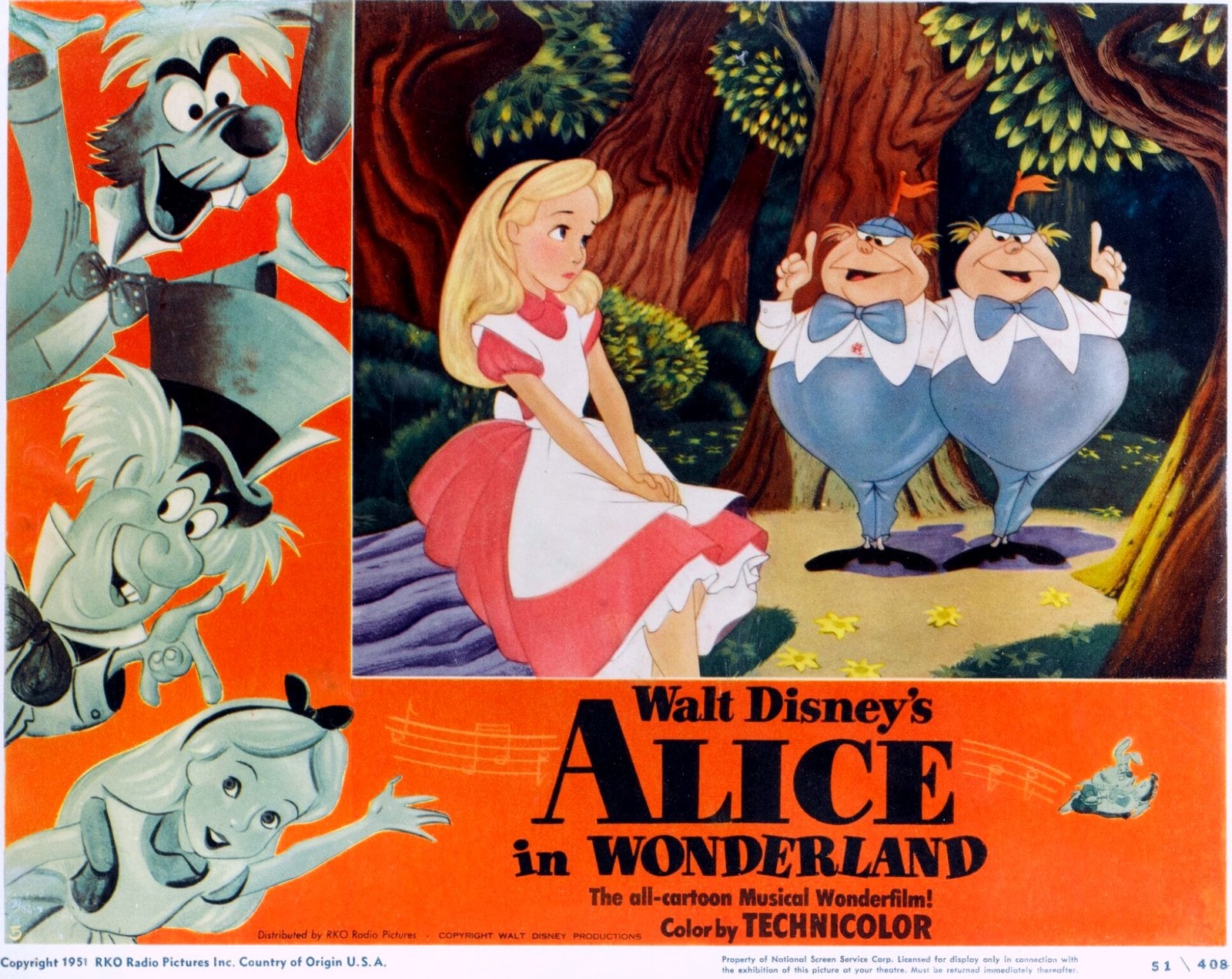 Classic Alice in Wonderland Tweedledum lobby card (1951) via ClickAmericana com