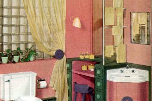 Colorful 40s bathrooms Retro restroom rainbows