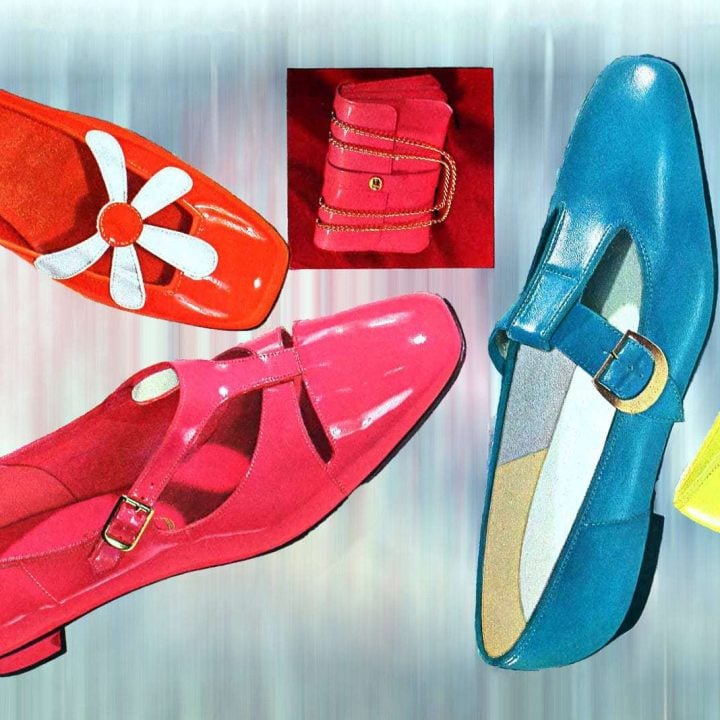 Colorful vintage 60s flat dress shoes