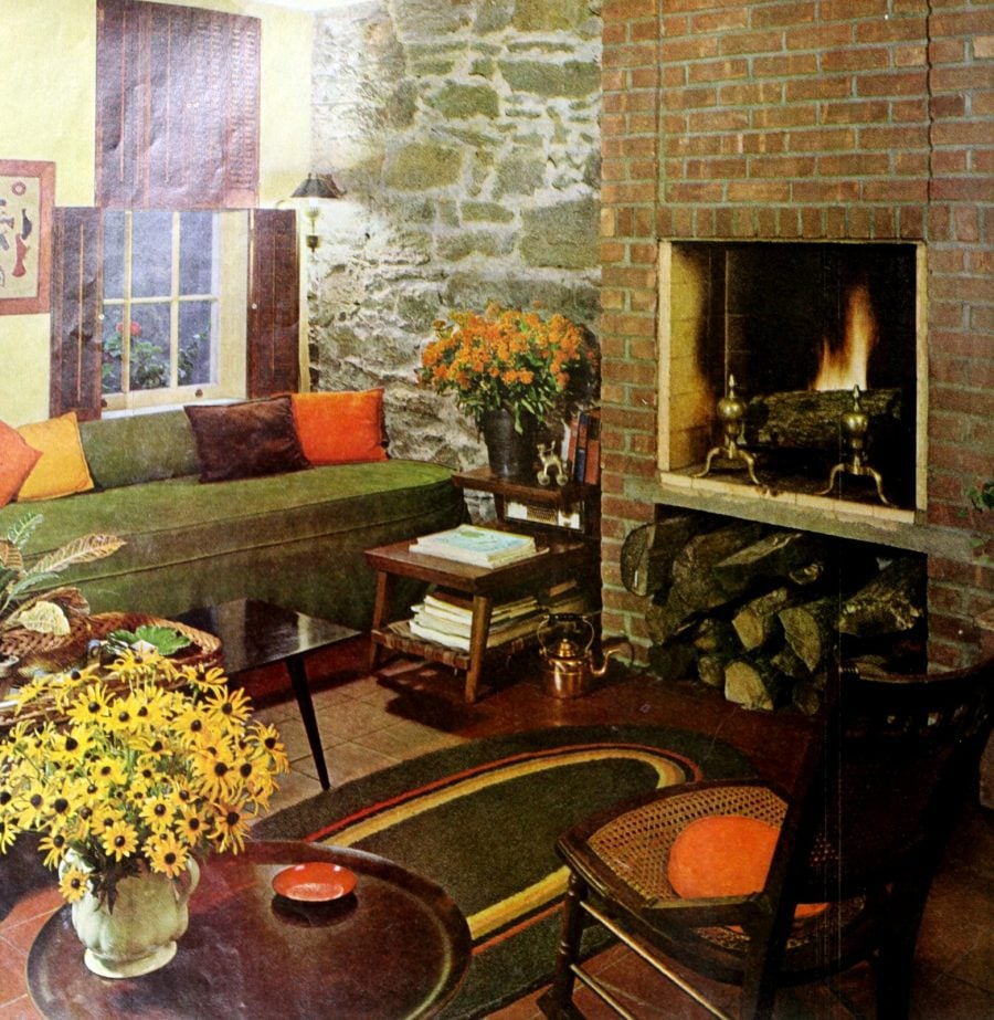 Vintage brick fireplaces Warm & wonderful home decor from the 1950s