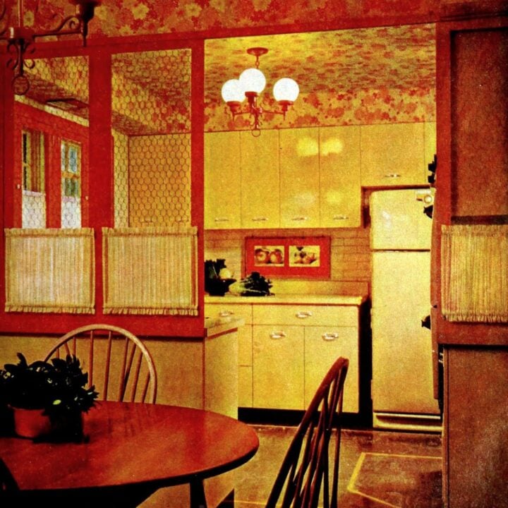 Cute DIY kitchen divider to make a small dining area (1964)