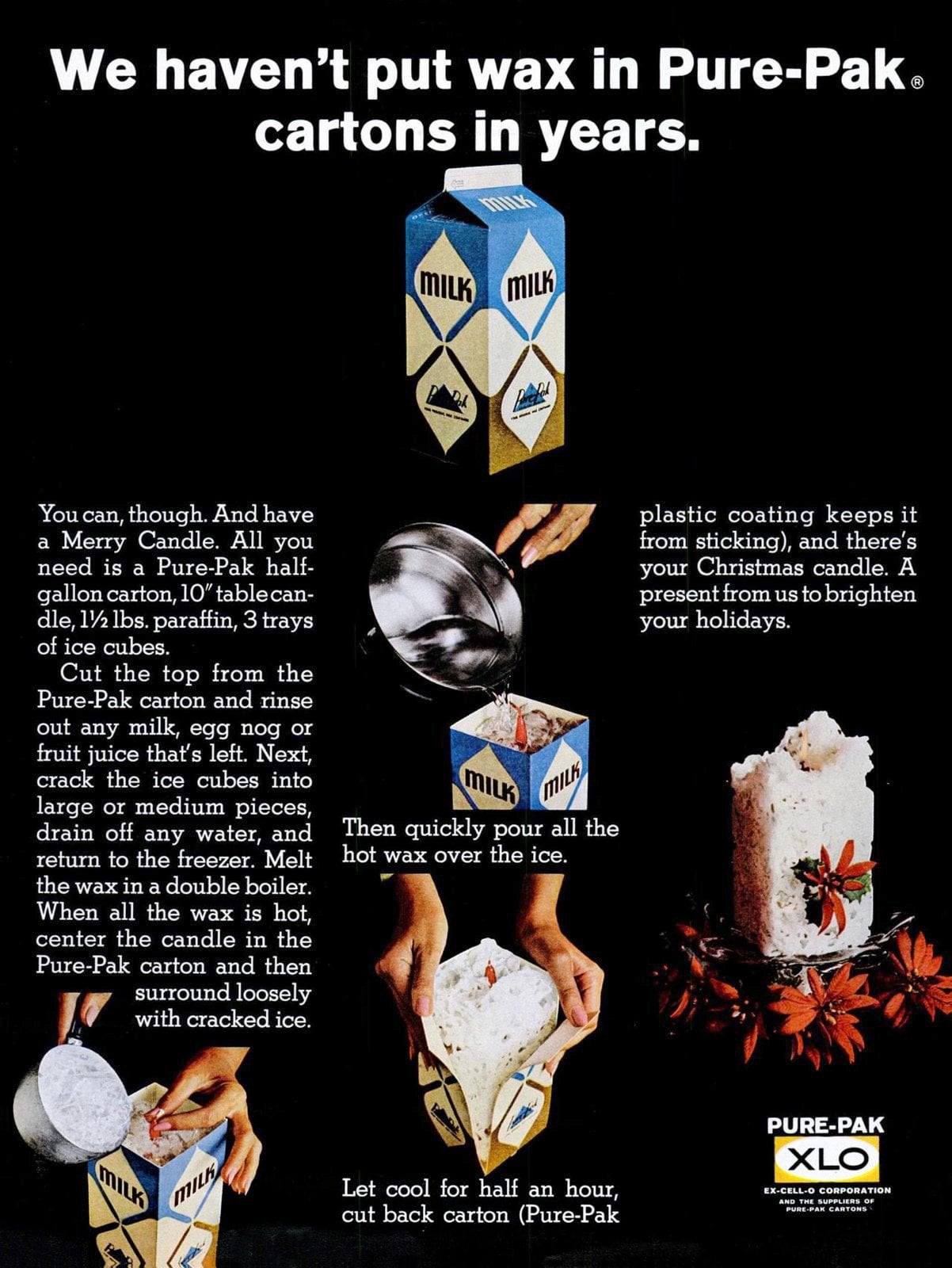 DIY Milk carton candle how-to from the '60s