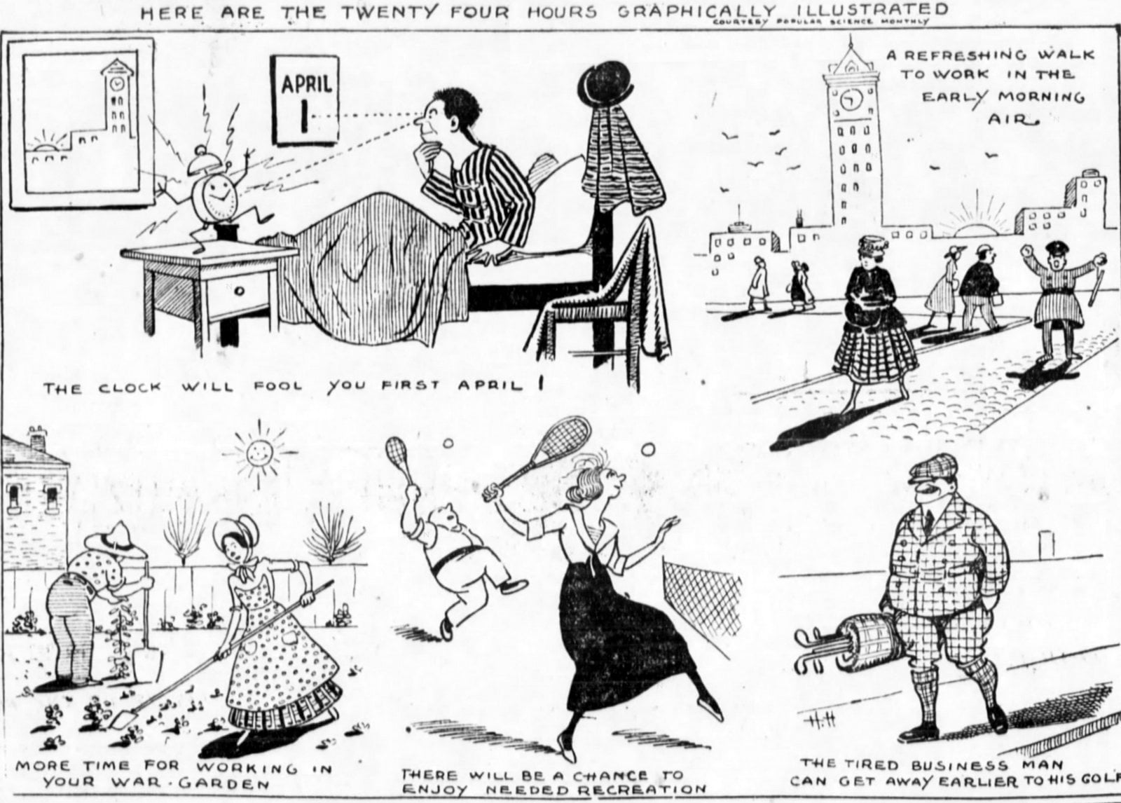 Daylight savings benefits (March 21, 1918) via ClickAmericana com