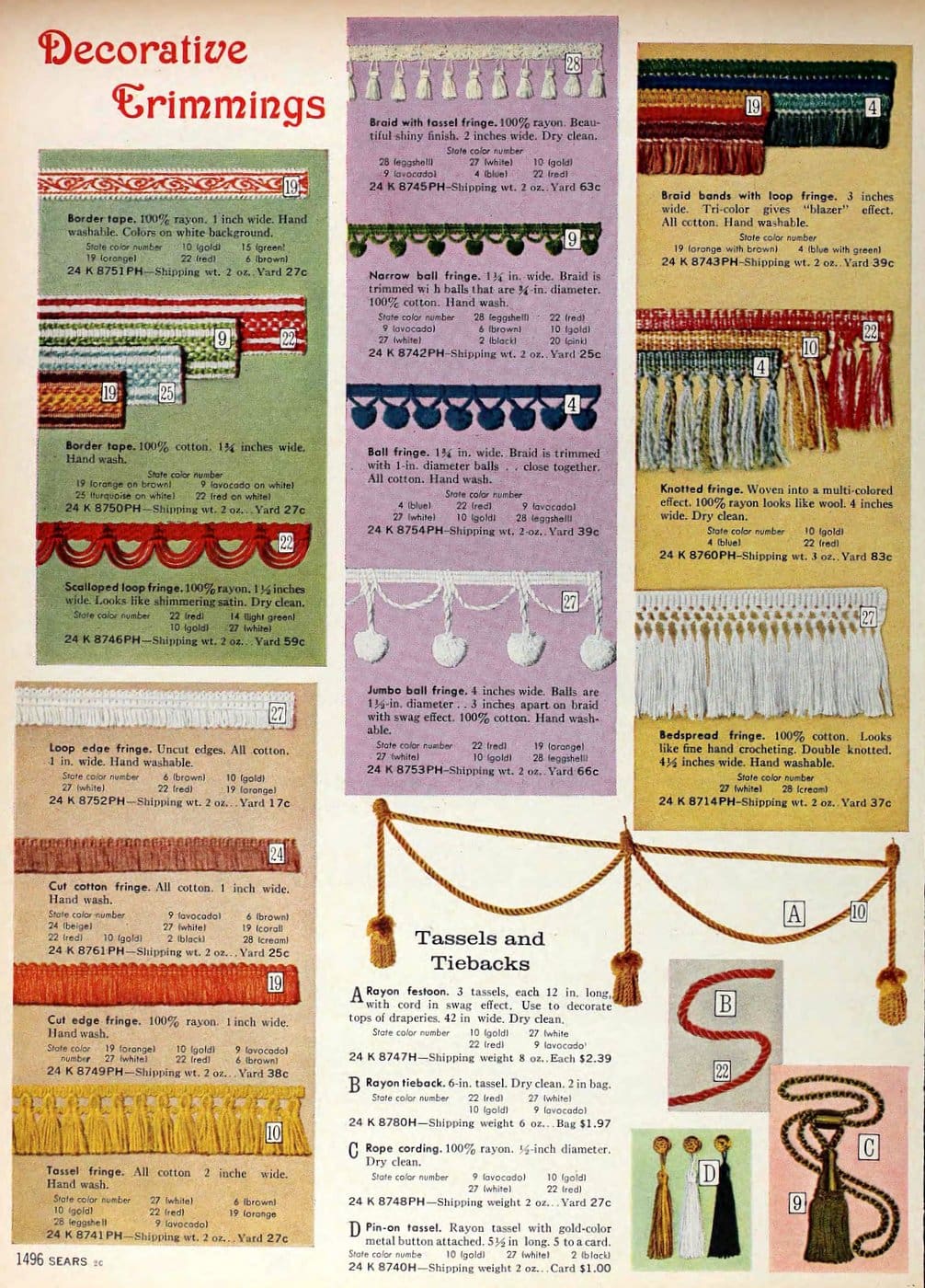These 25 unique mid-century curtains and drapes may inspire you or... not 17 Decorative trimmings for window curtains (1966)
