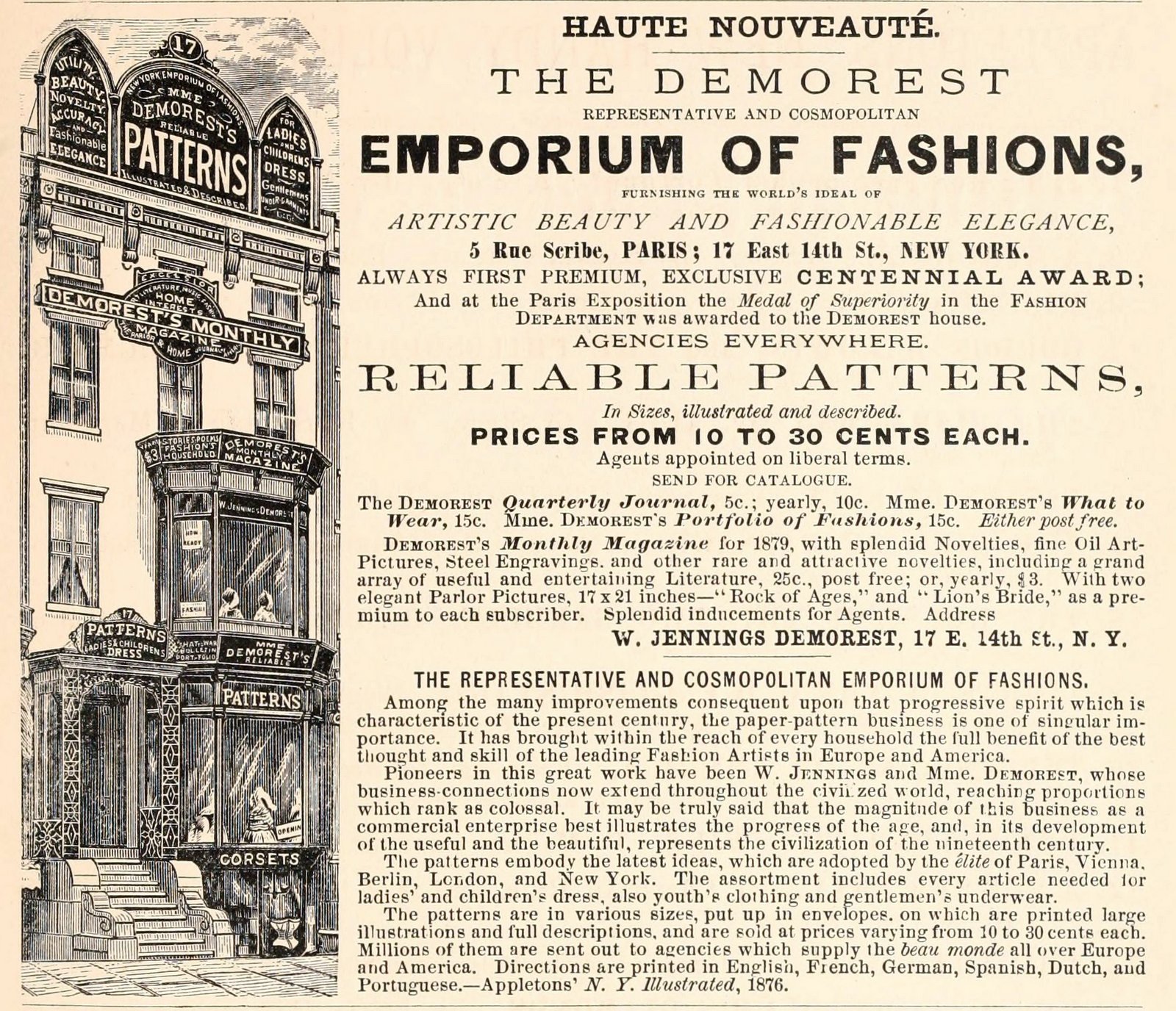 Demorest Emporium of Fashions (1878) via ClickAmericana com