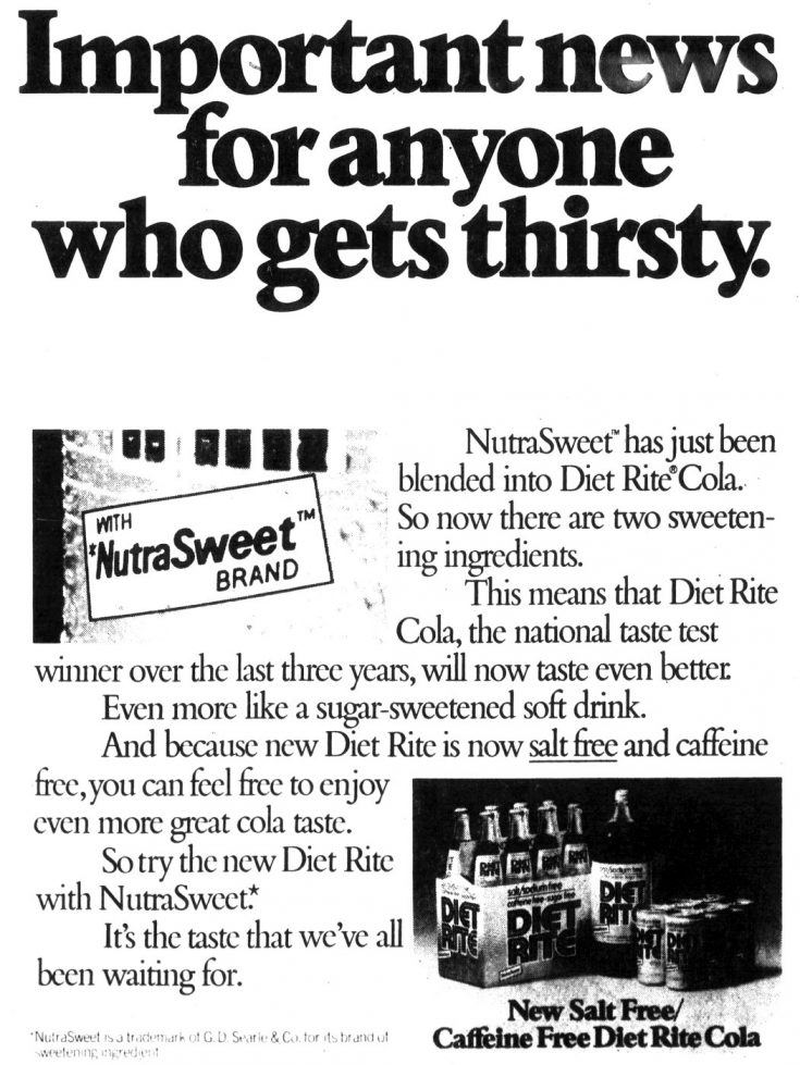 Pop culture Vintage diet sodas from the '80s, like Dr Pepper, Sprite, Diet Coke & Fresca