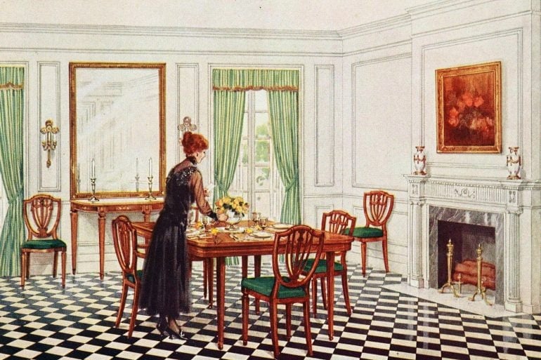 Dining room from 1918 - Home style via ClickAmericana com