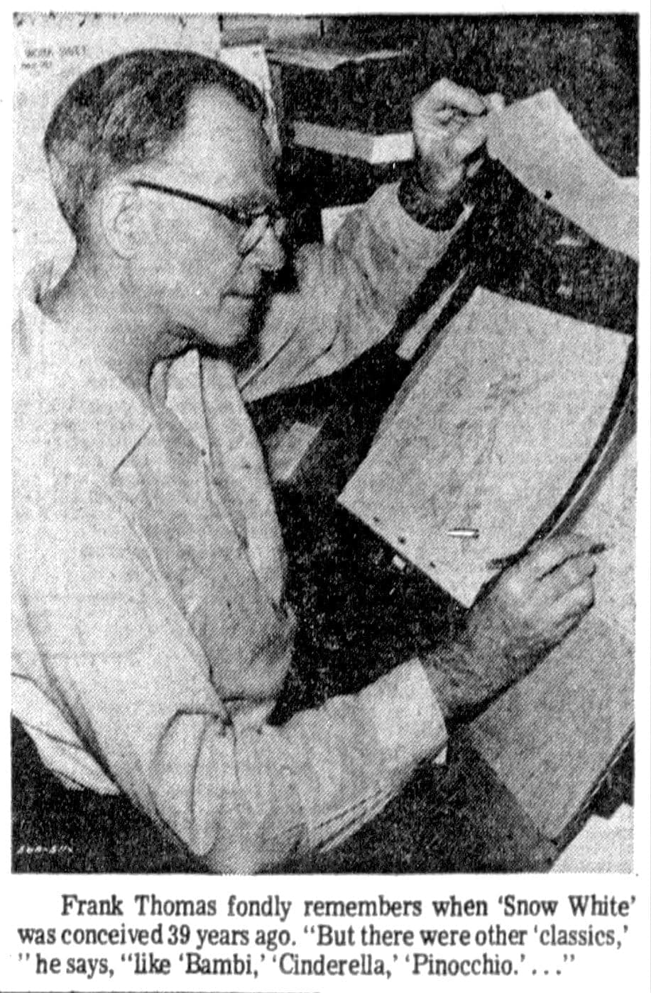 Snow White and the Seven Dwarves: The audacious bet that launched the golden age of animation in 1938 2 Disney animator Frank Thomas on Snow White movie - 1976