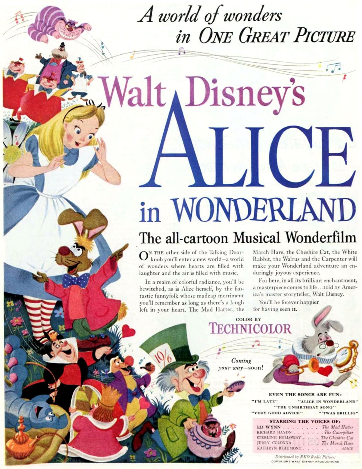 Disney classic Alice in Wonderland movie (1952) via ClickAmericana com