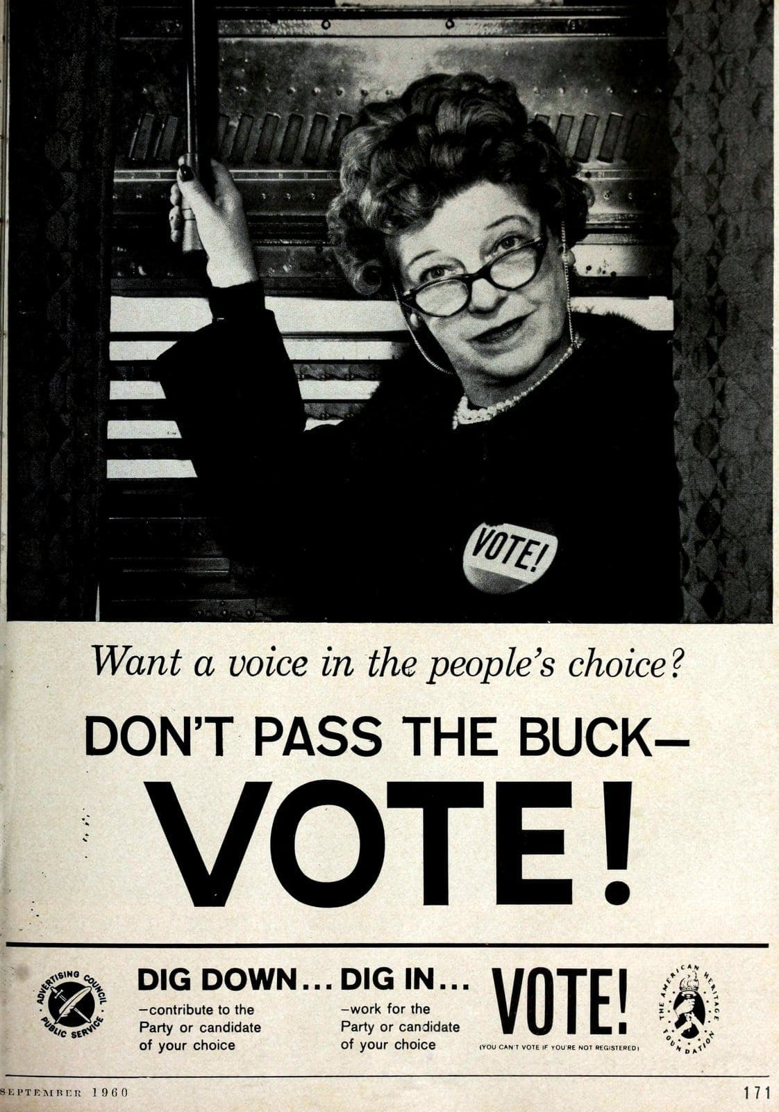 Don't pass the buck - VOTE - Elections in 1960
