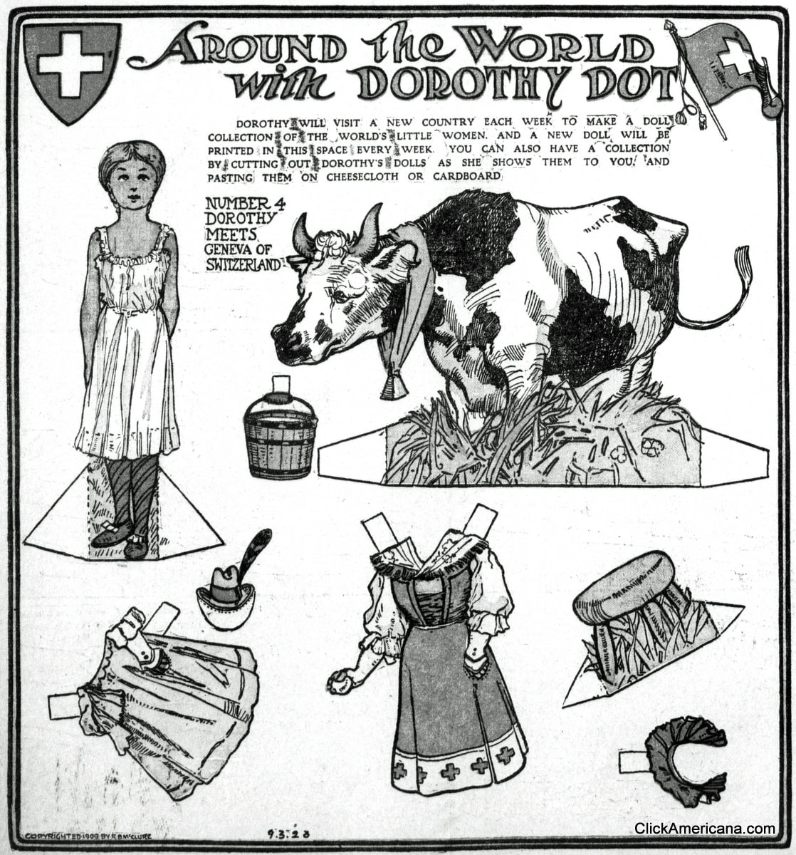 6 vintage paper dolls: Around the world with Dorothy Dot (1909) - Click ...