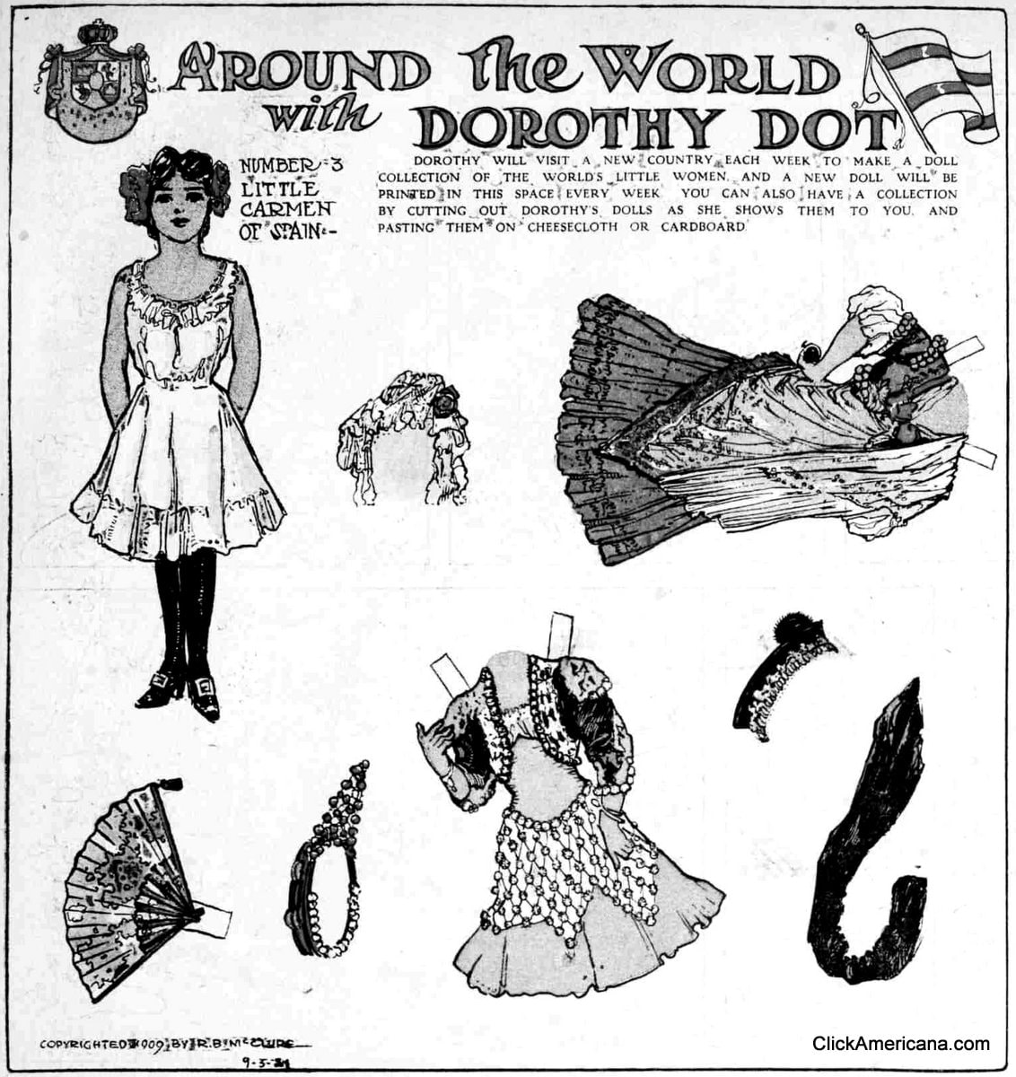 6 vintage paper dolls: Around the world with Dorothy Dot (1909) - Click ...