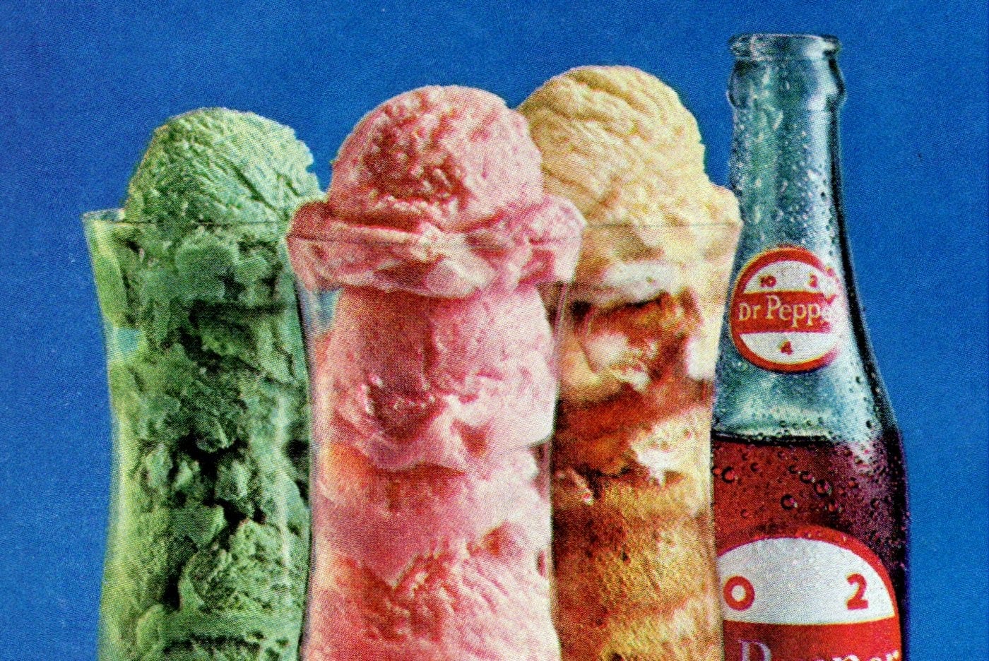 Dr Pepper ice cream floats & sherbet floats (1967) Click Americana