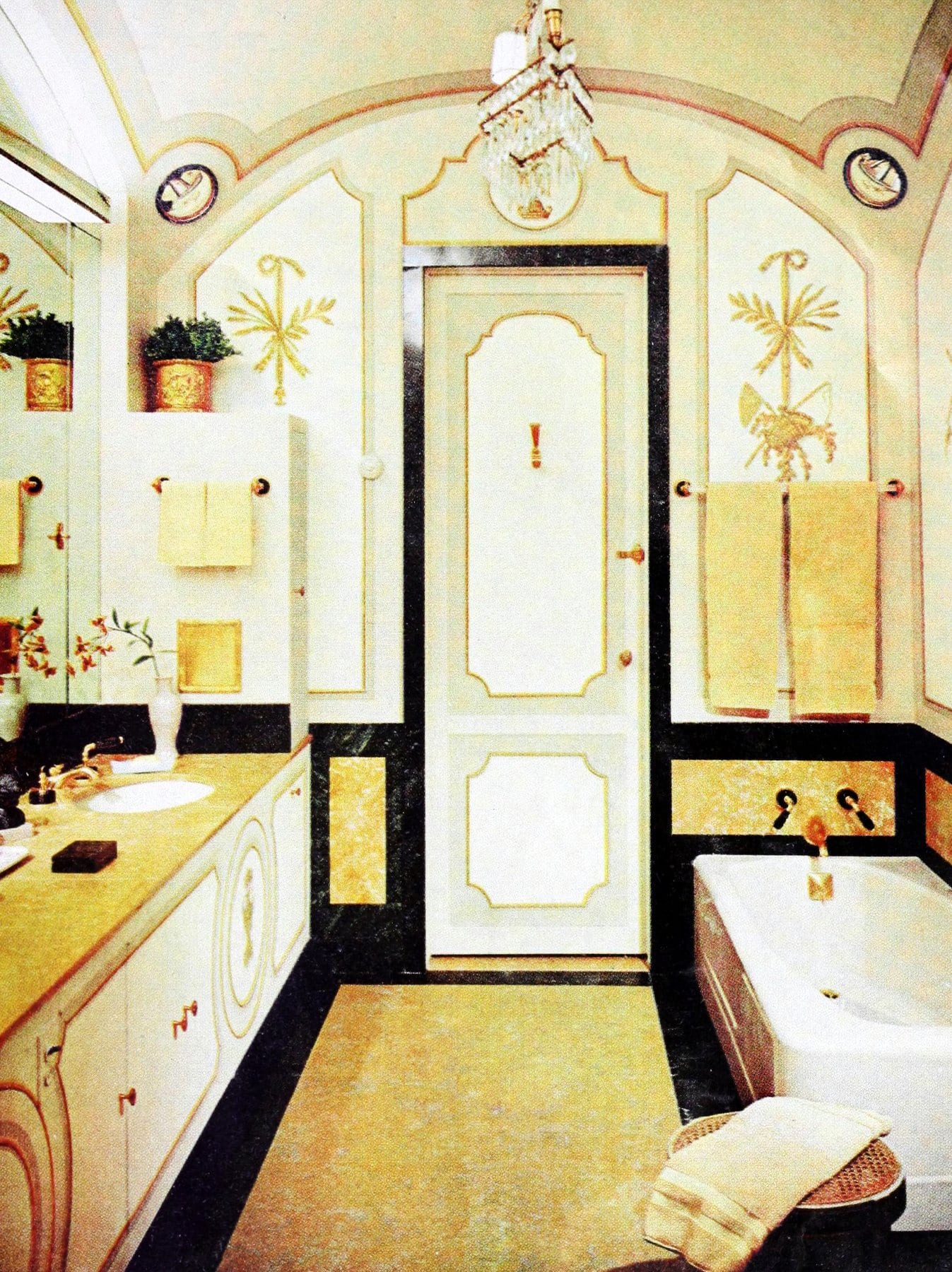 Elegant in black \u0026 gold, this marble bathroom had vintage glamour - Click  Americana, image size:1347x1800