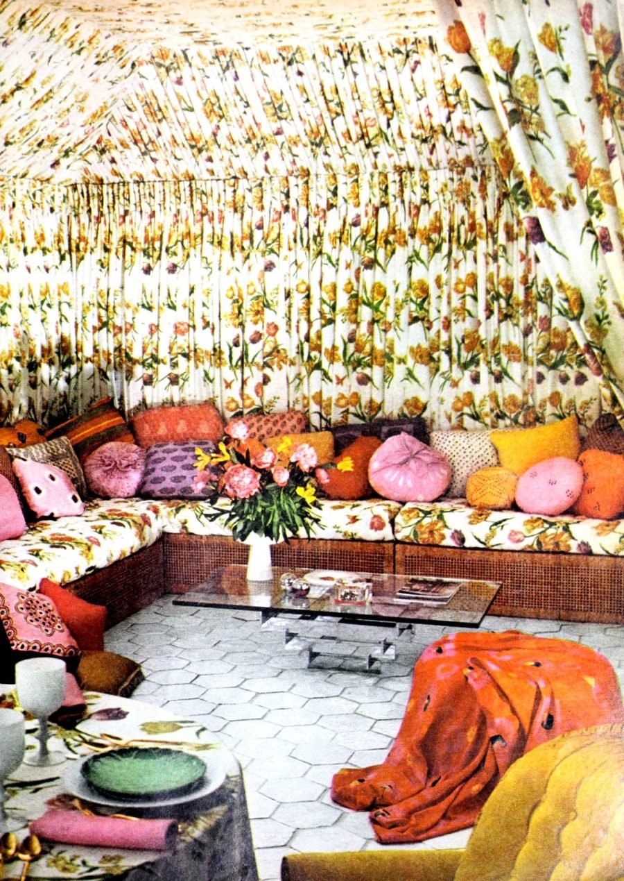 See 60s & 70s boho living room decor with an eclectic, cozy vibe