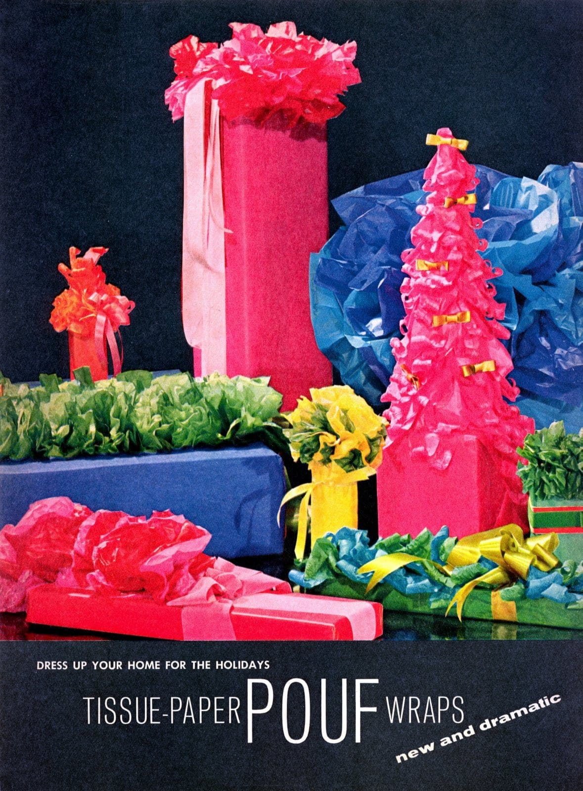 Gift wrap goes glam: This 1960s tissue pouf DIY turns boxes into showstoppers 5 Festive and fancy ways to wrap gifts with tissue paper - ideas from the 1960s (1)