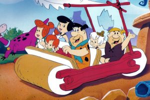 Flintstones in their car