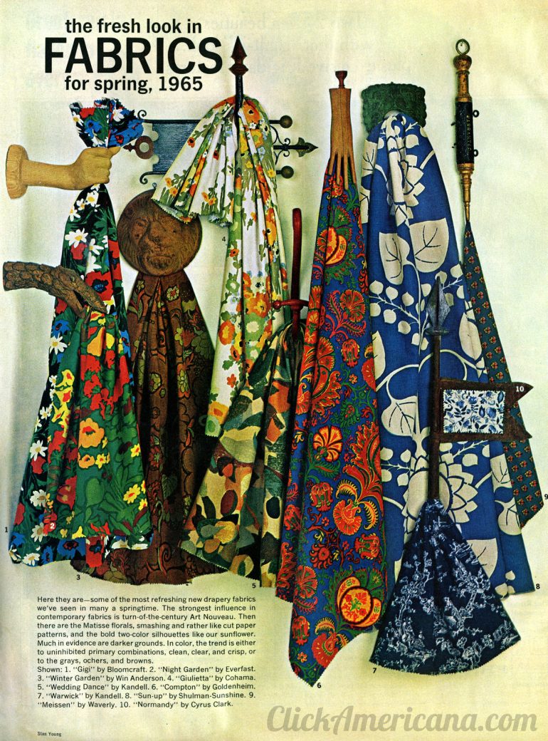 Vintage home decorating fabric styles for the sixties (1965) - Click ...