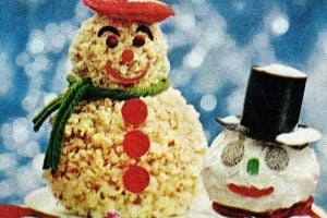 Frosty the Snowman themed vintage Christmas desserts (1960s)