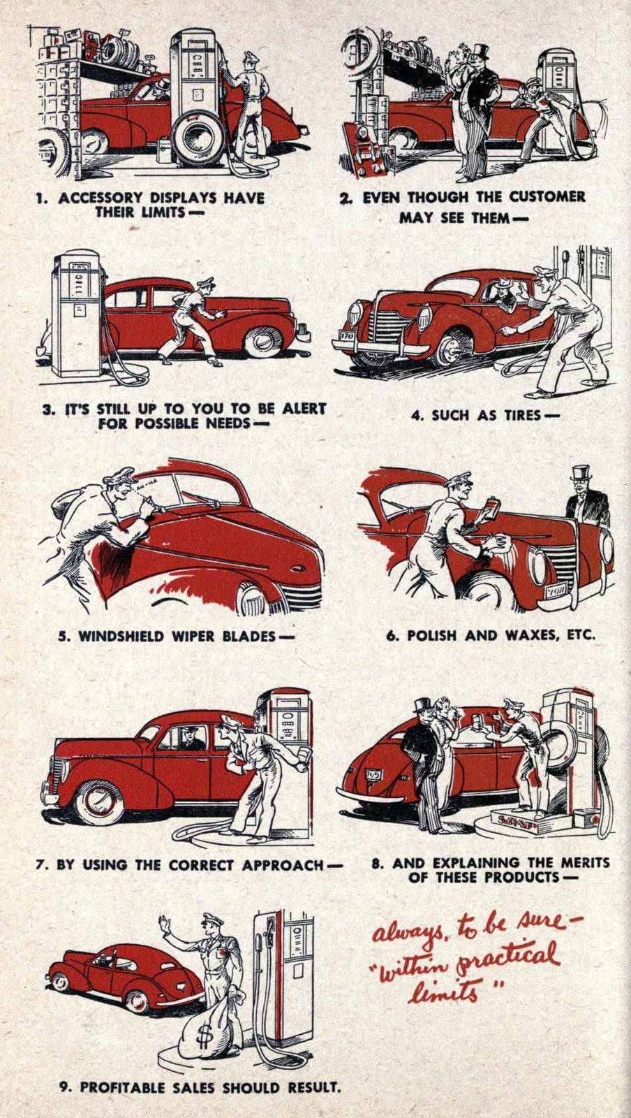 Full-service gas station attendant rules from the 1940s (6) via ClickAmericana com