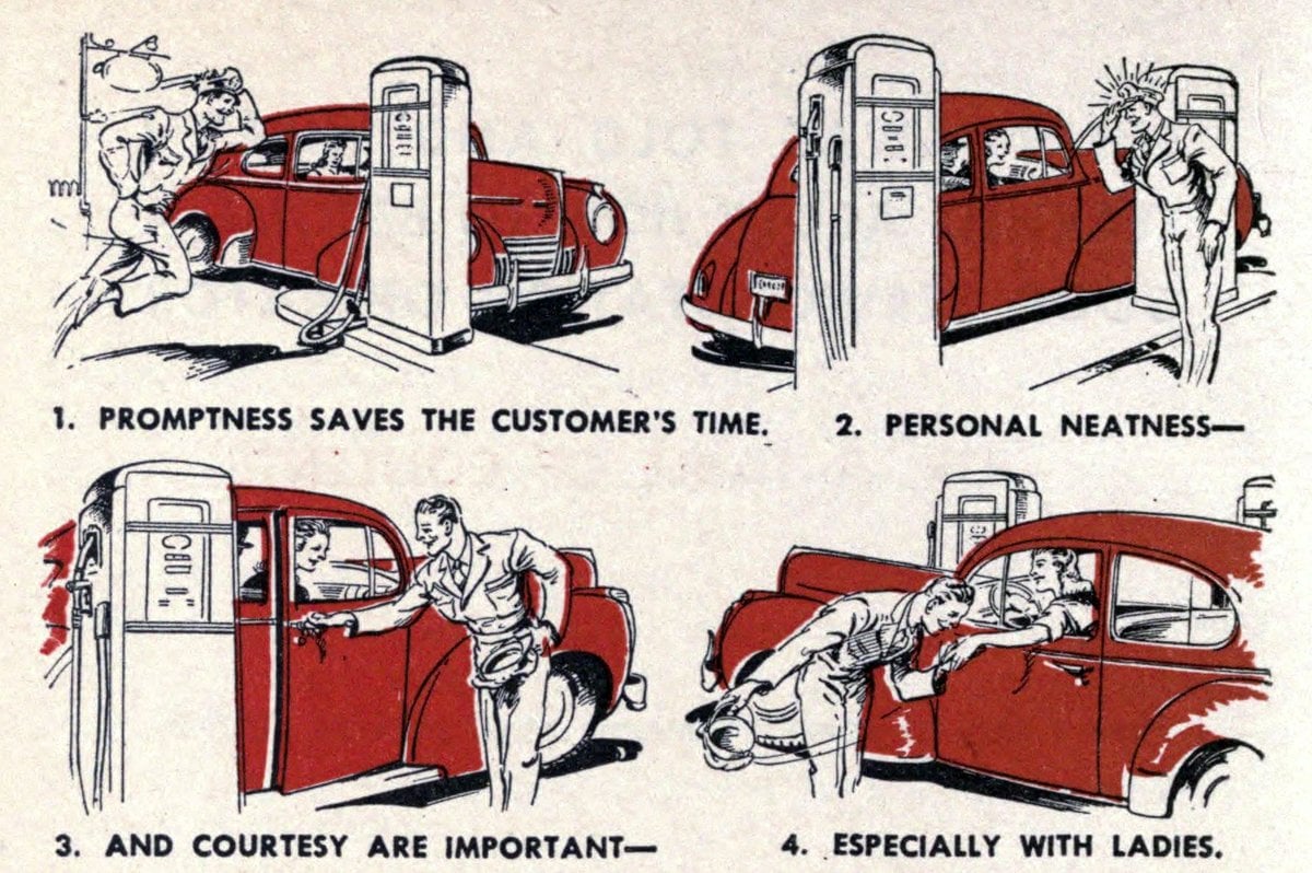 Some vintage full-service gas station tips for happy customers