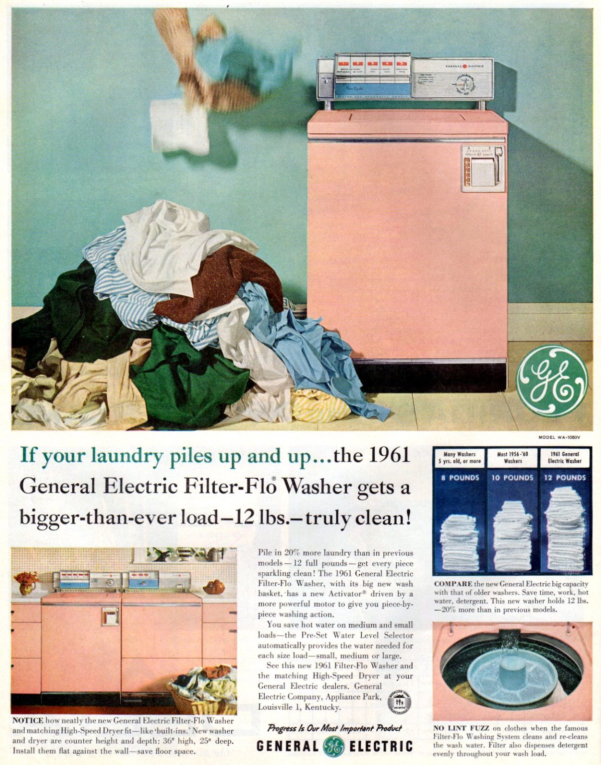 See pastel pink washers & dryers from the 50s & 60s Click Americana