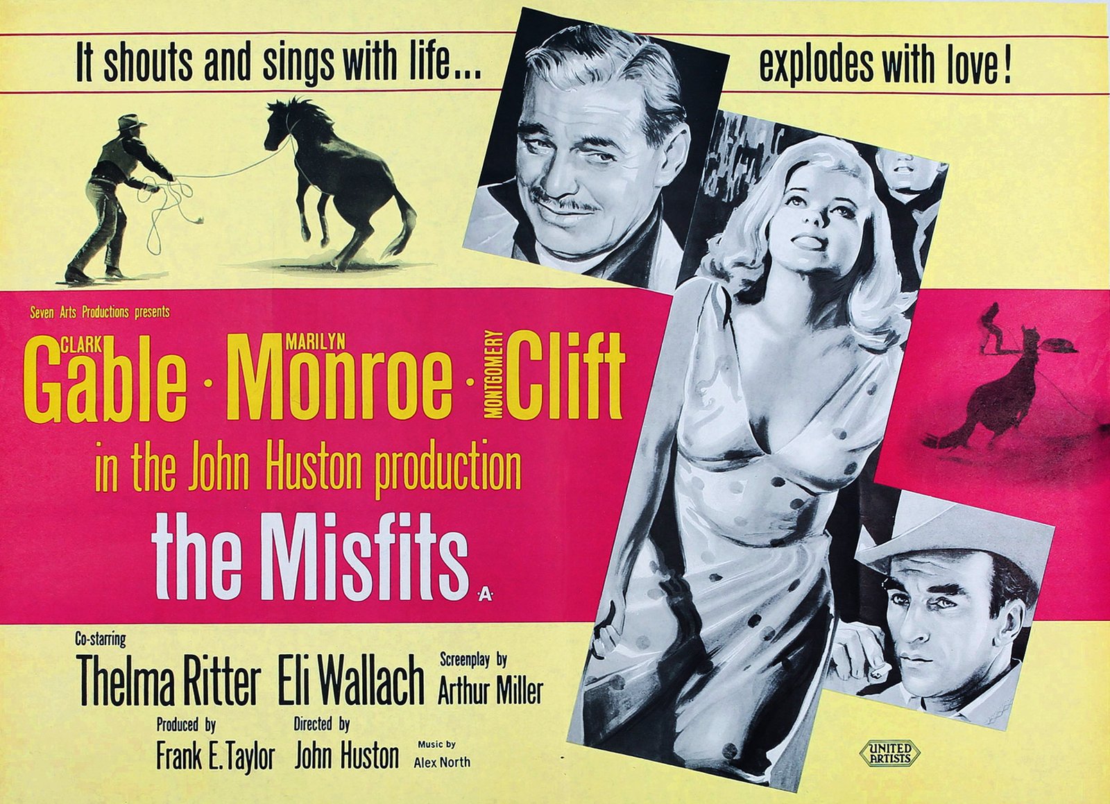 Gable Monroe and Clift in the Misfits movie via ClickAmericana com