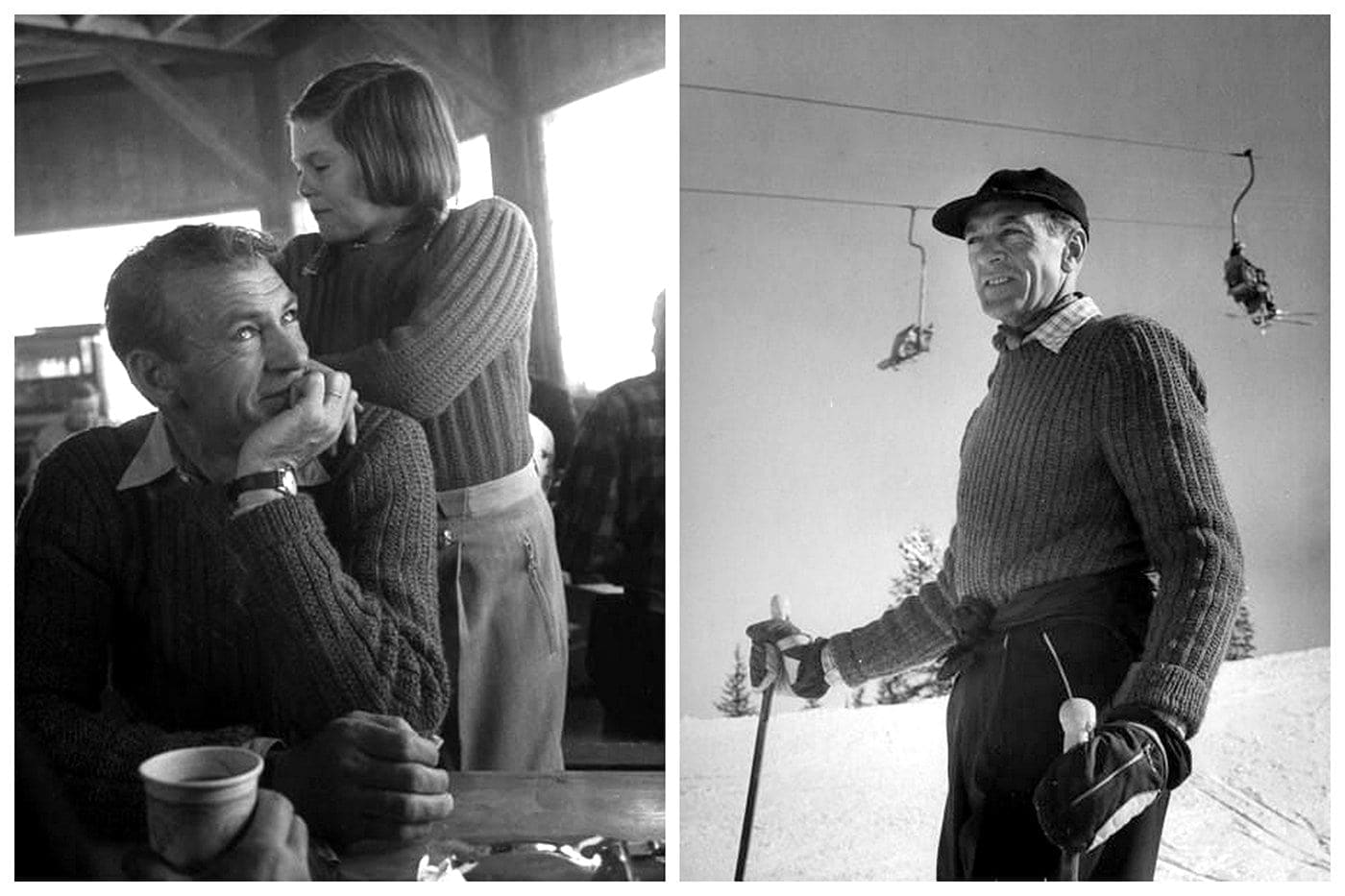 Gary Cooper and family skiing in 1949 (1)