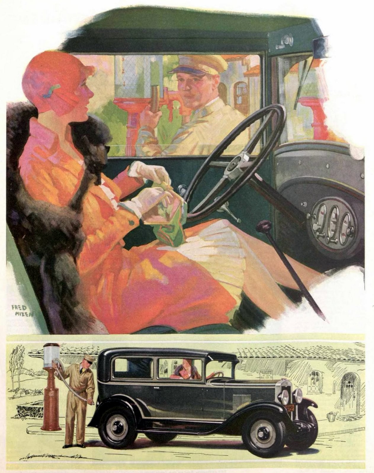 Gas station in 1929 via ClickAmericana com