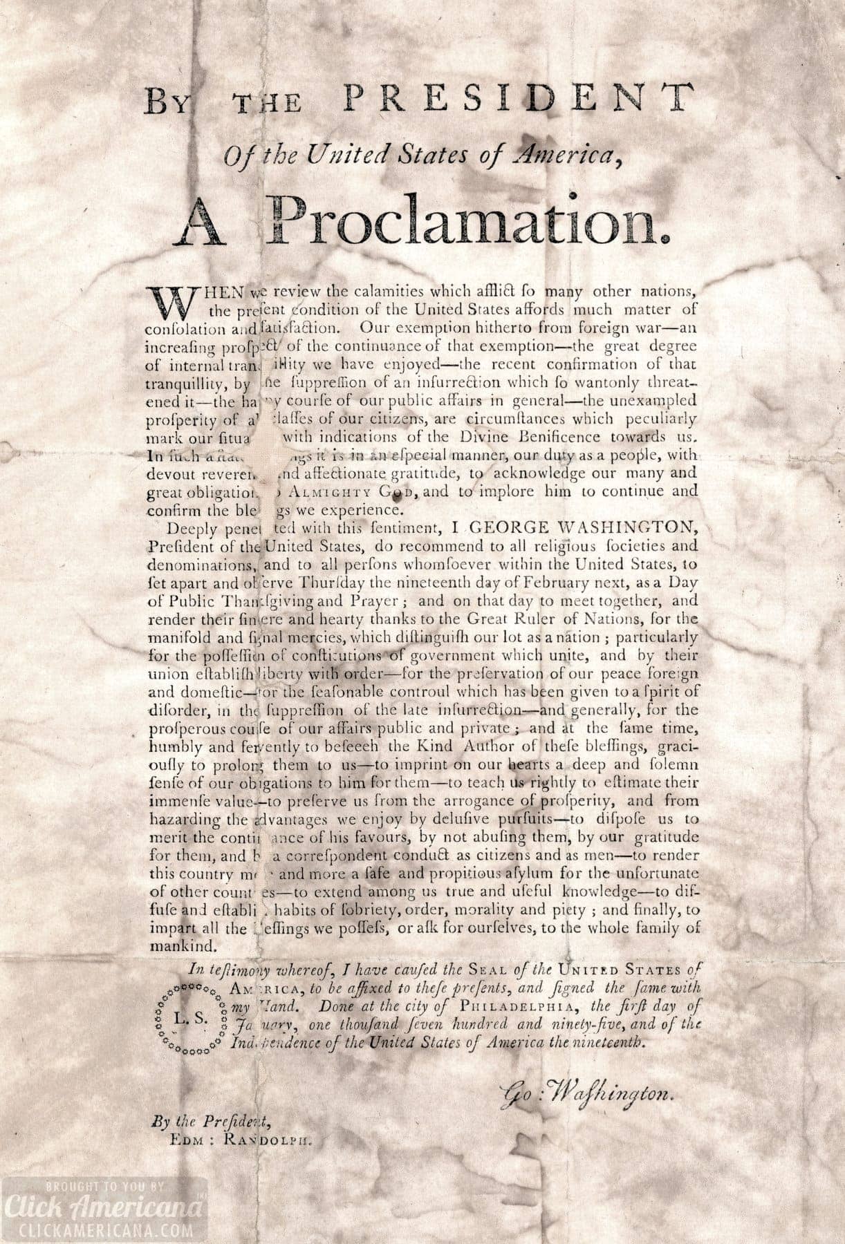 Thanksgiving history, from the Pilgrims' First Thanksgiving to the strange way turkey day became a holiday 10 George Washington's Thanksgiving Proclamation from 1795