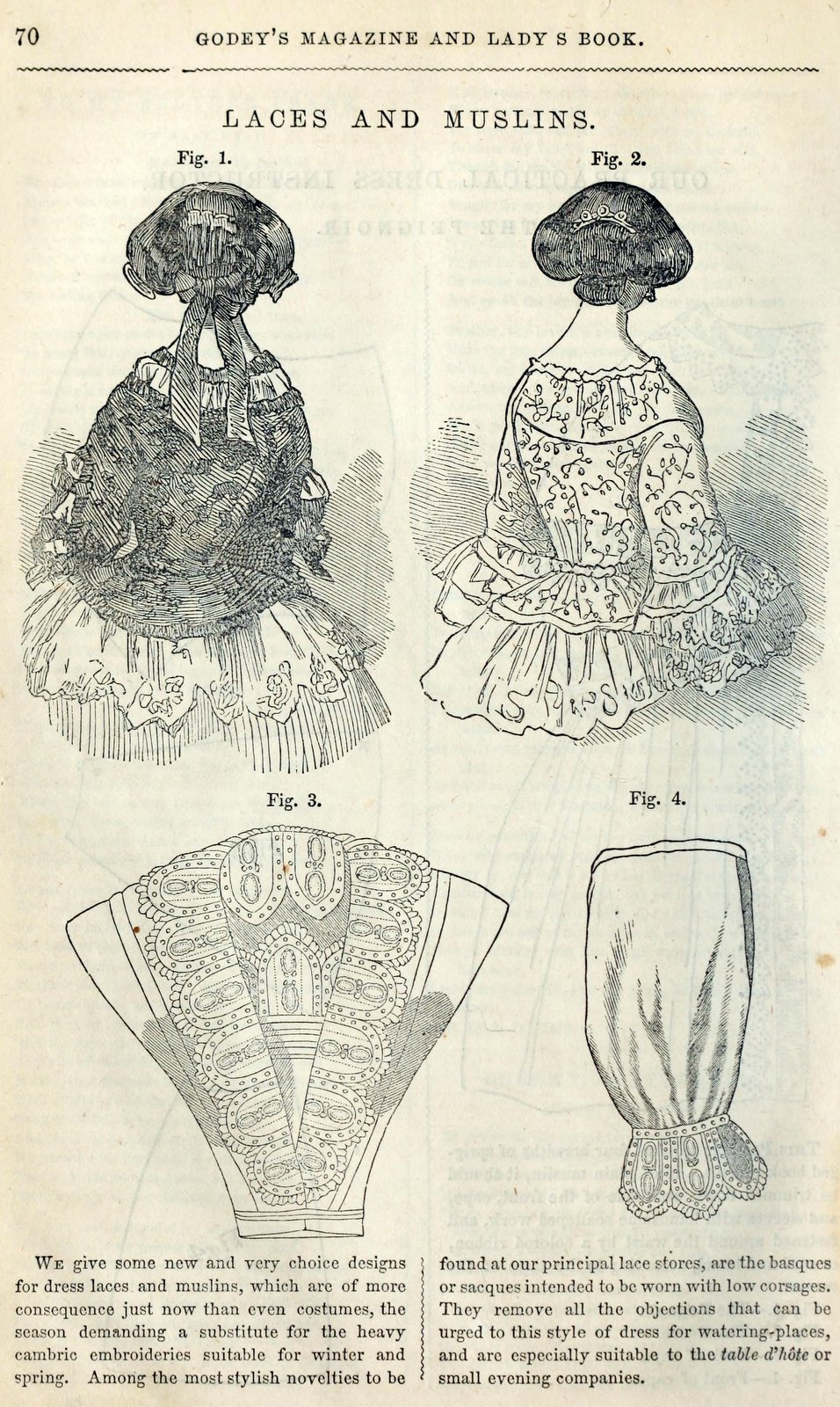Godey's Lady's Book patterns clothing (1854) via ClickAmericana com