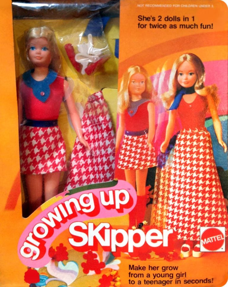 Growing Up Skipper doll See how Barbie's sister changed from a girl to a teen in seconds (1975