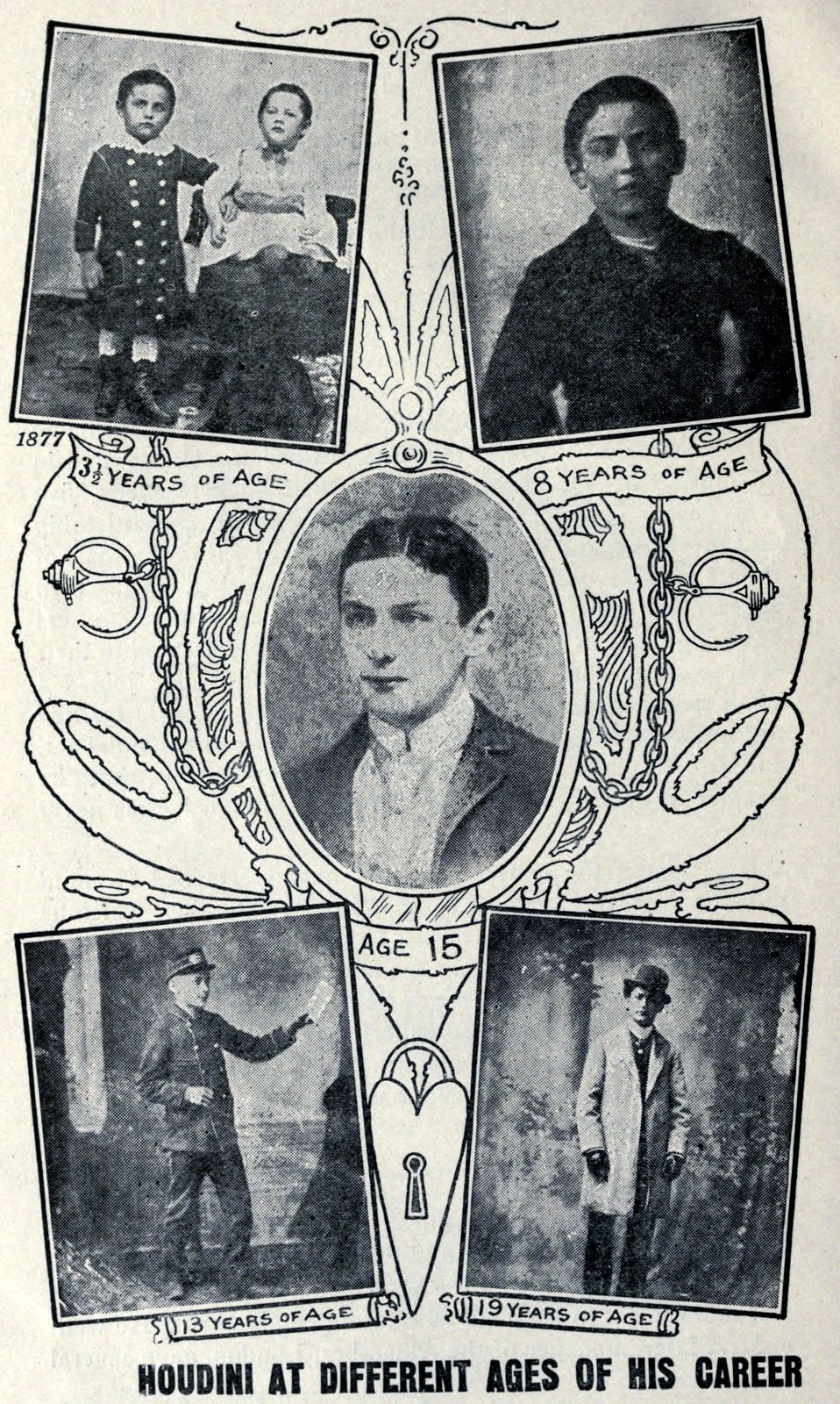 Harry Houdini at different ages via ClickAmericana com
