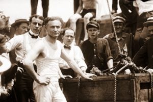 Harry Houdini escaped from a box sunk in New York Harbor