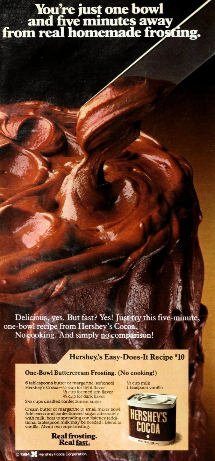 Hershey's easy chocolate buttercream frosting, made with cocoa Click