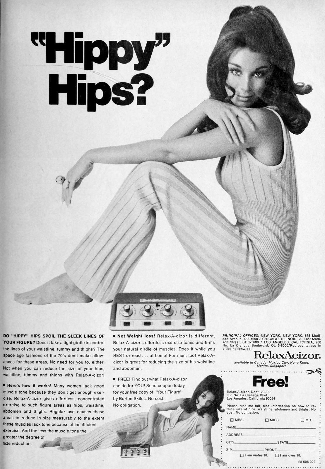 Hippy Hips ad for RelaxAcisor (1970) via ClickAmericana com