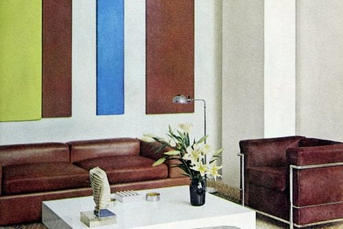 How to fill a tall wall Graphic stripes like this can break up the space (1970)