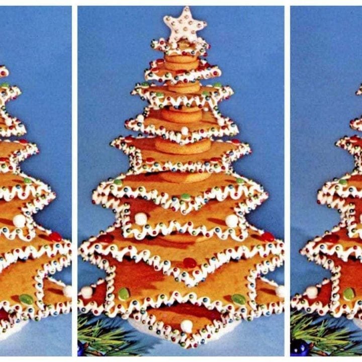 How to make an edible Christmas tree out of star-shaped cookies (1962)