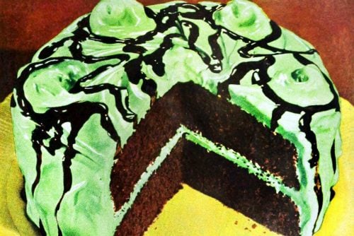 How to make an old-fashioned chocolate mint sundae cake (1949)