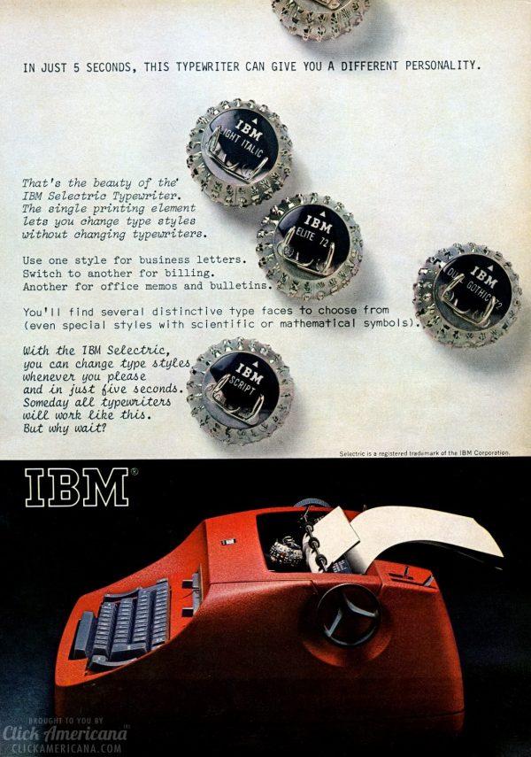 See vintage 1960s IBM electric typewriters, including the Selectric ...