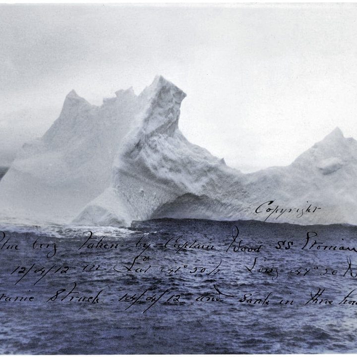 Iceberg thought to have sunk the Titanic - Blue berg taken by Captain Wood S. S. Etonian