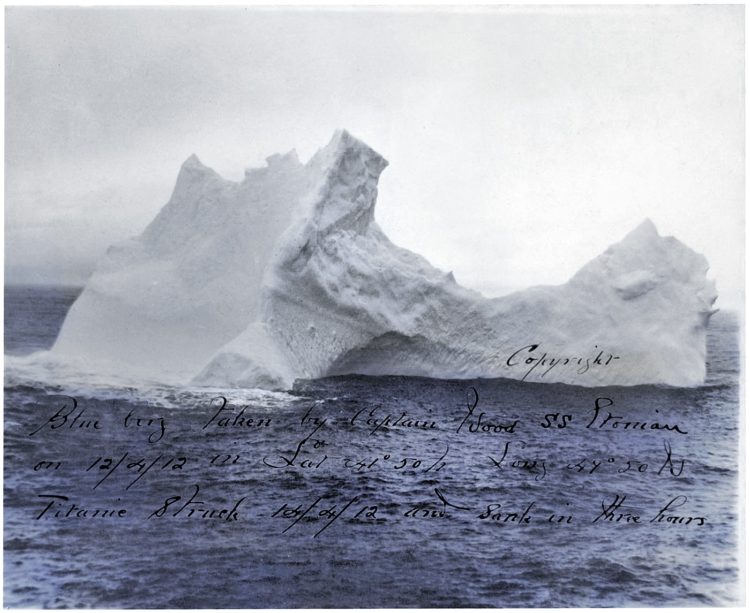 Iceberg thought to have sunk the Titanic - Blue berg taken by Captain Wood S. S. Etonian