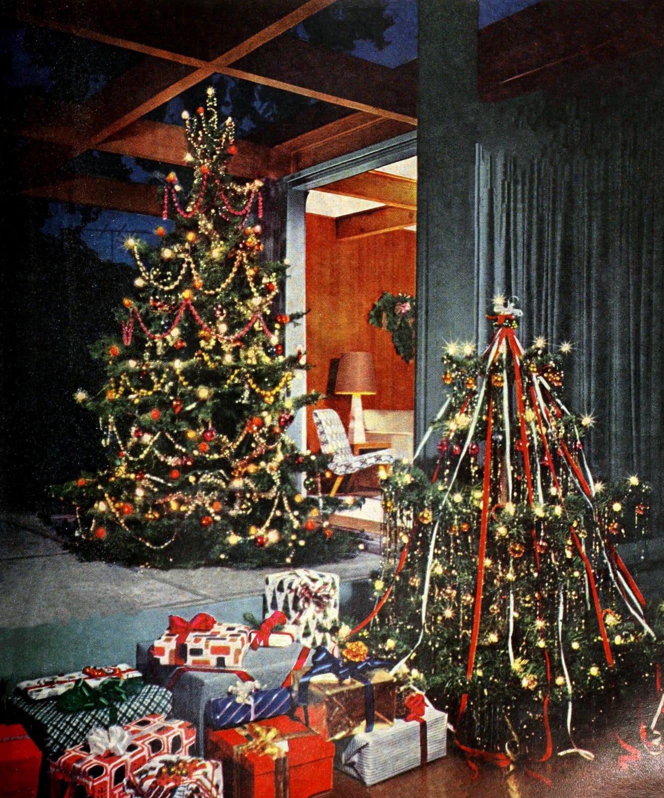 Indoor and outdoor Christmas trees from the fifties