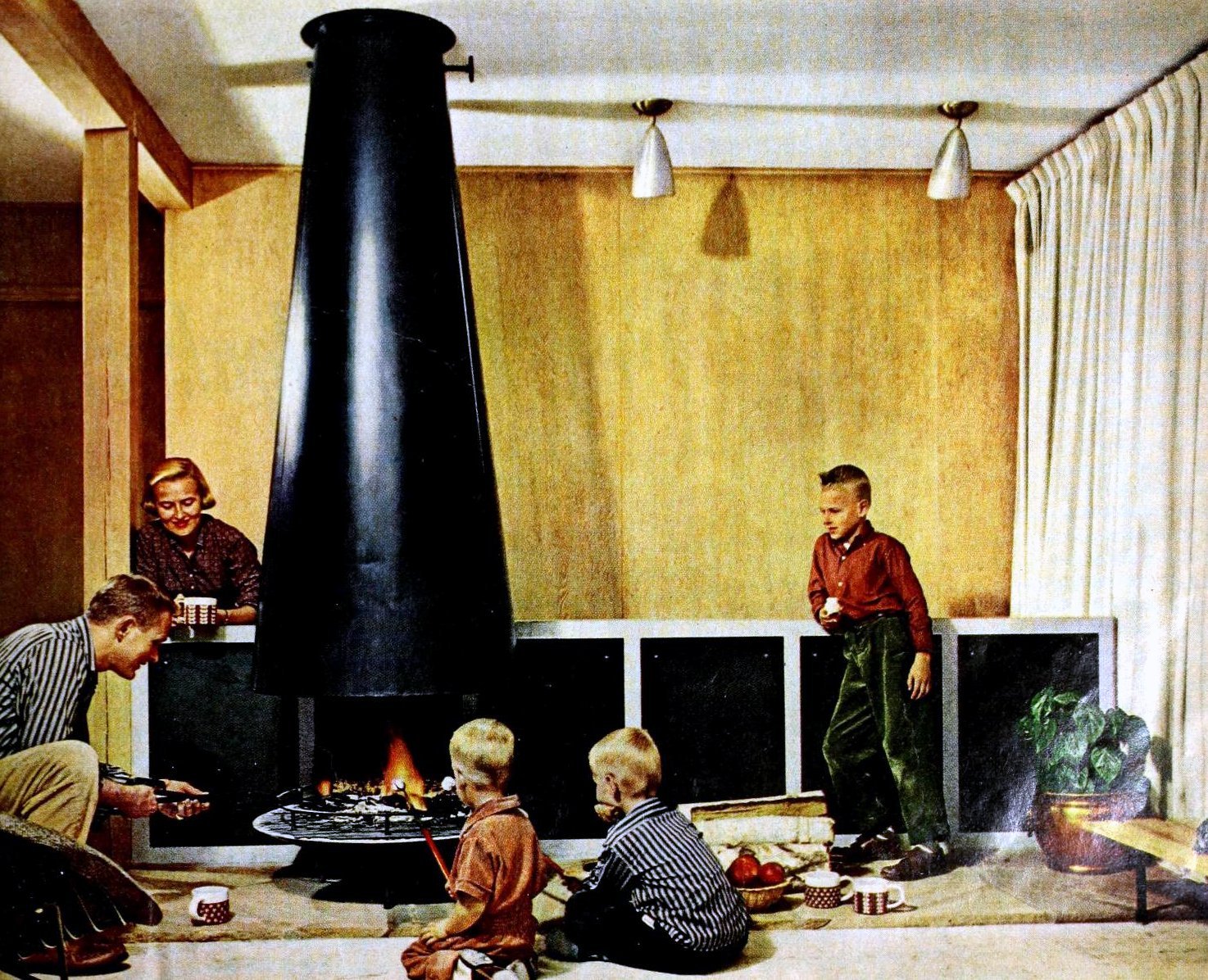 Stylish retro prefab fireplaces brought modern comfort to mid-century homes 16 Indoor outdoor metal retro fireplace from the 1950s at ClickAmericana com